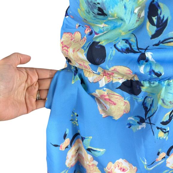 YUMI KIM Sky Blue Garden Dress Floral One Shoulder Mini Style Large NWT - Picture 6 of 7